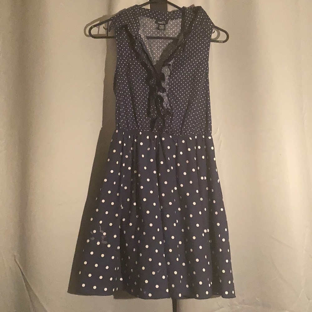 Rue 21 blue and white polka dot sun dress